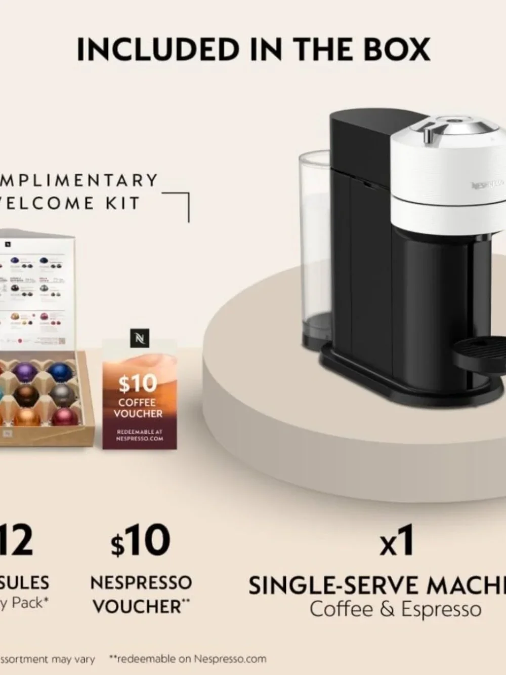 Nespresso Vertuo Next Coffee and Espresso Maker by De'Longhi, White